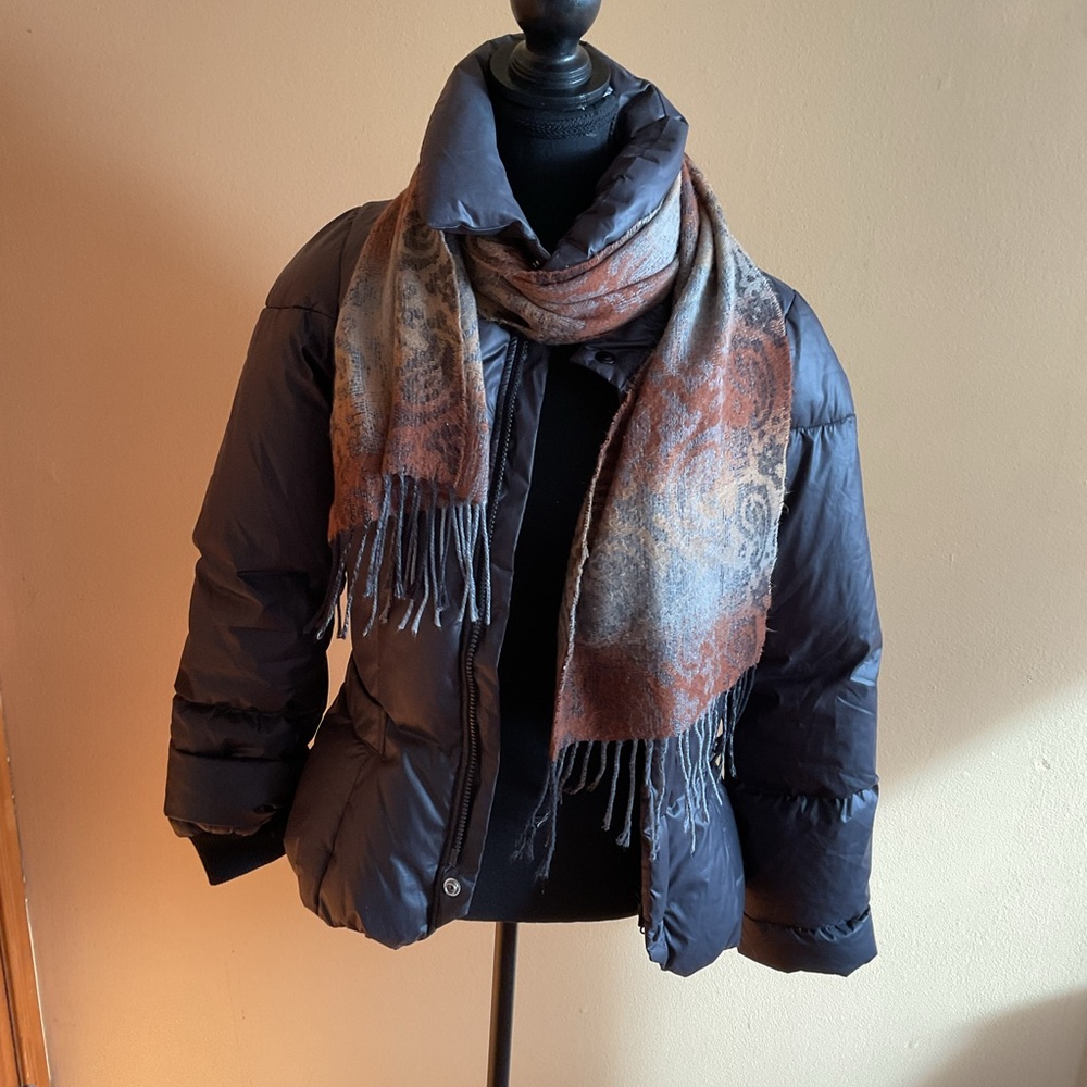 Cejon Brown and Black Patterned Scarf (Made in Italy)
